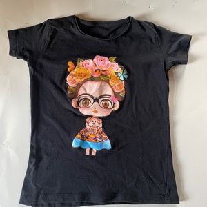 Little Frida Khalo Black T-shirt